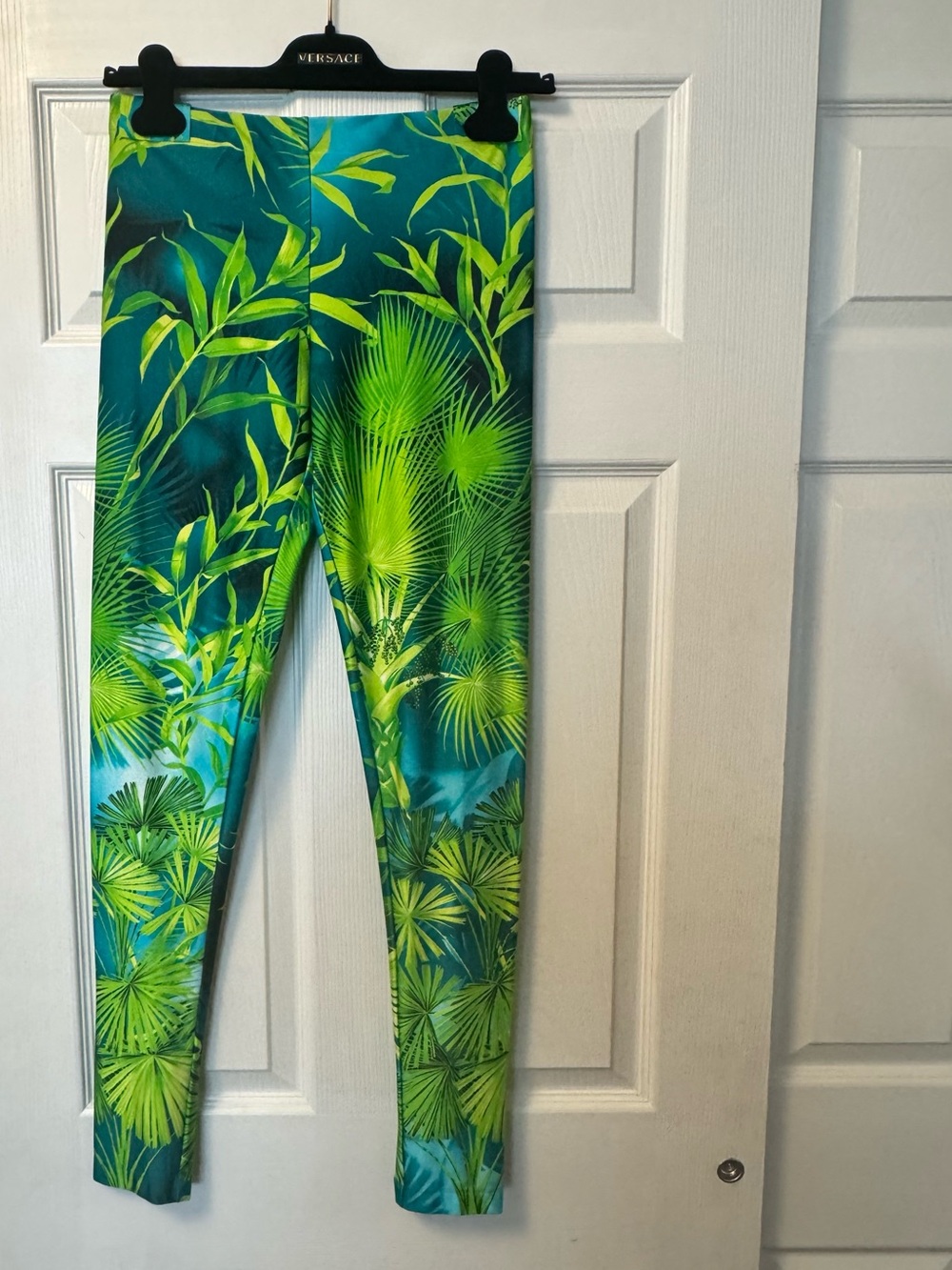 Versace Green & Teal Botanical Print Leggings